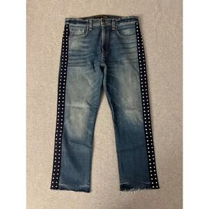 Veronica Beard Ines 10.75 Girlfriend Jeans Size 30 Blue Cropped Straight Studded